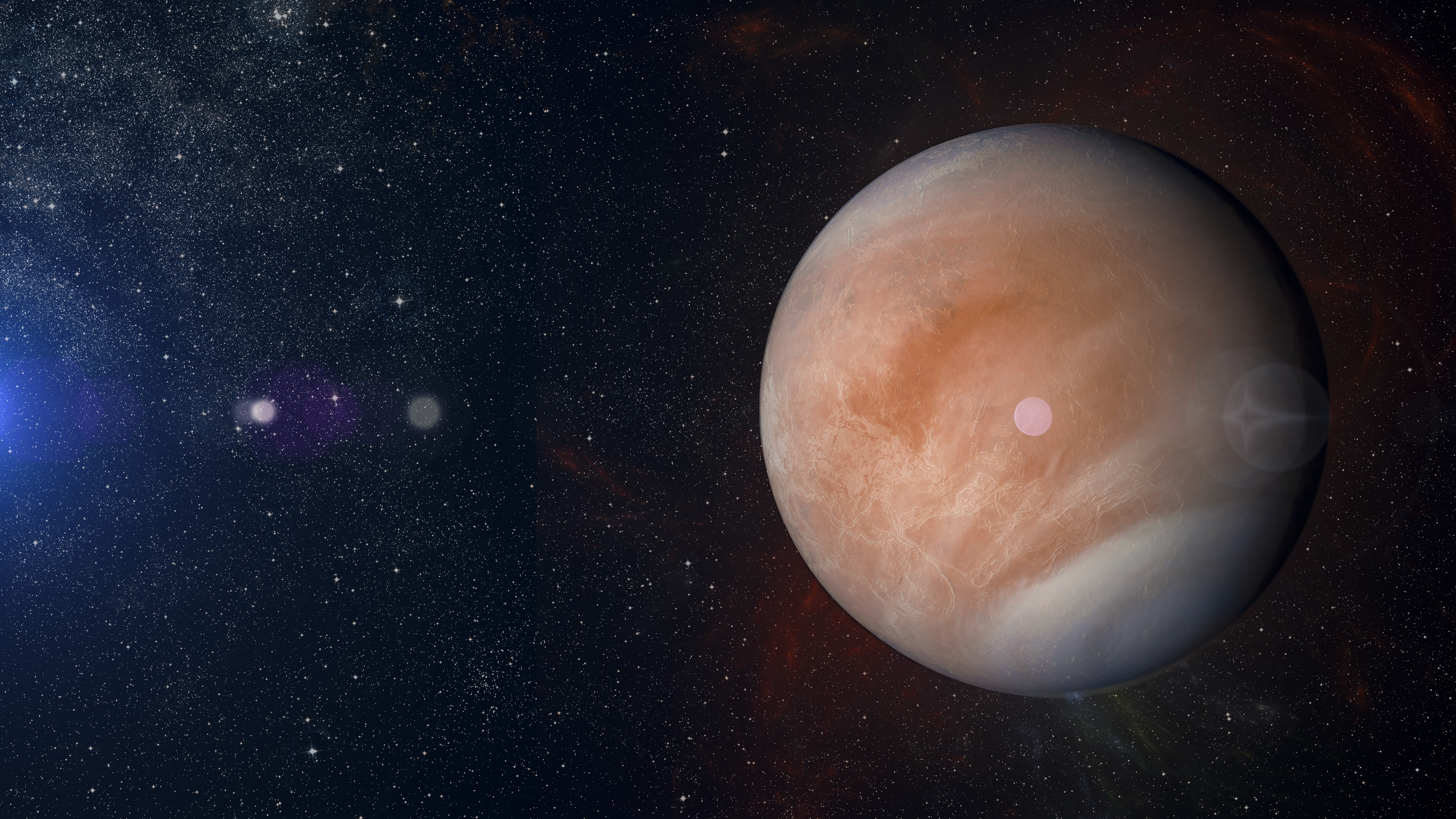 Solar system planet on nebula background 3d rendering