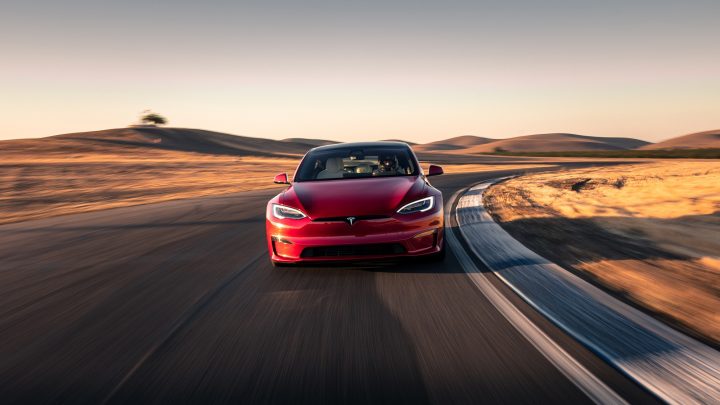 Tesla Model S on the open road.