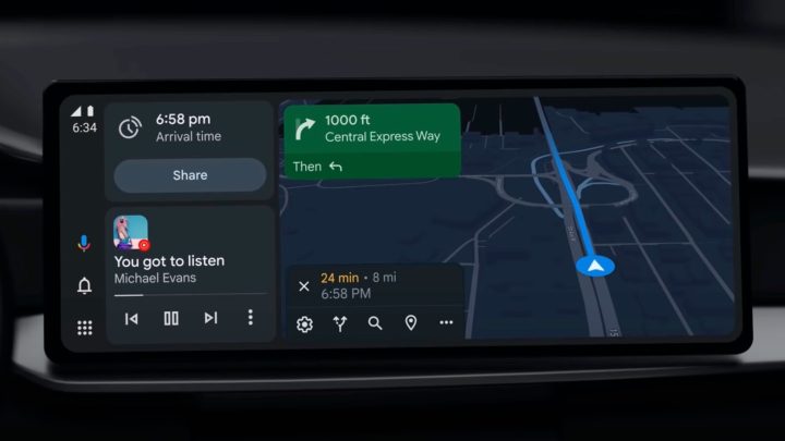 Google's new split-screen design for Android Auto.