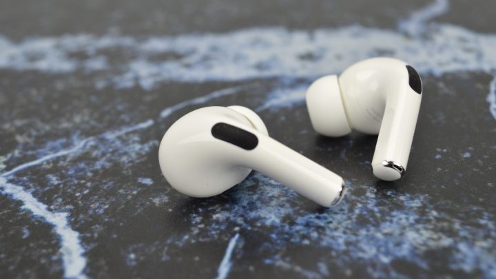 Apple AirPods Pro noise cancelling earbuds on a table