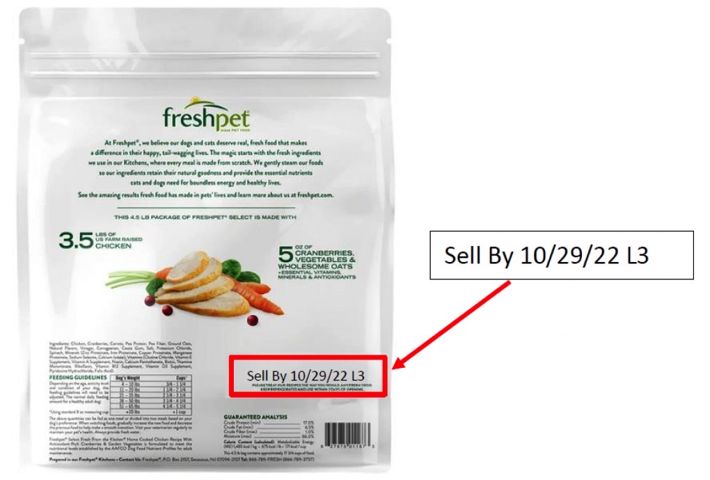 Freshpet pet food recall: Package design (back).