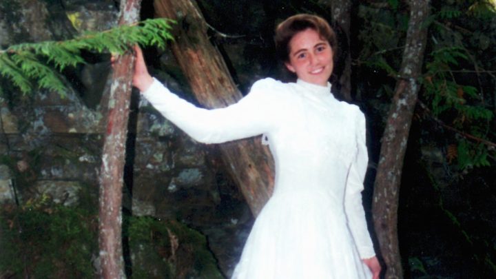 woman wearing a white dress