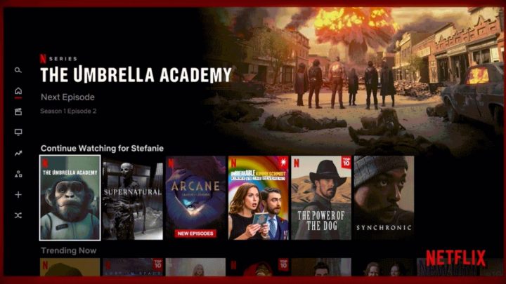 Netflix home screen.