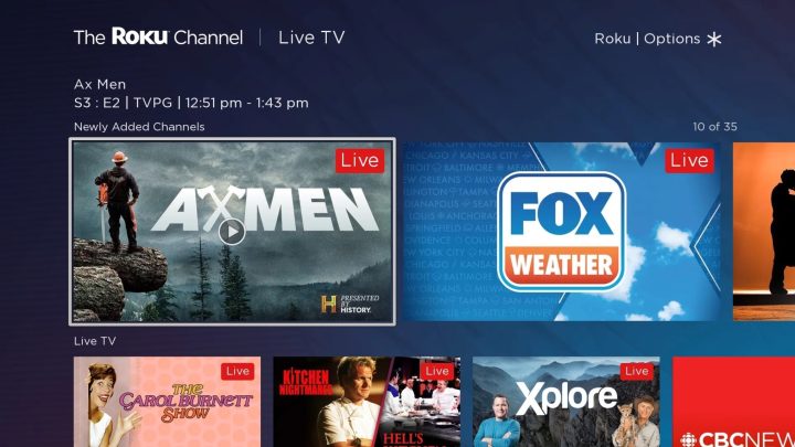 Roku channels screenshot