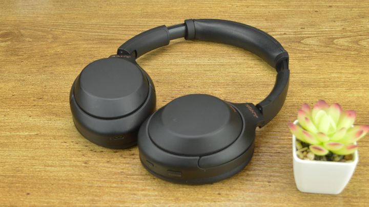 Sony WH-1000XM4 active noise cancelling headphones on a table