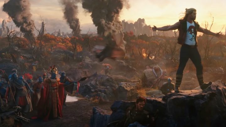 Thor (Chris Hemsworth) and the Guardians in Thor: Love and Thunder trailer.