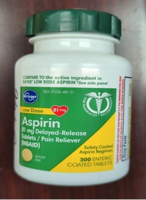 Time-Cap Labs aspirin recall: Bottle label.