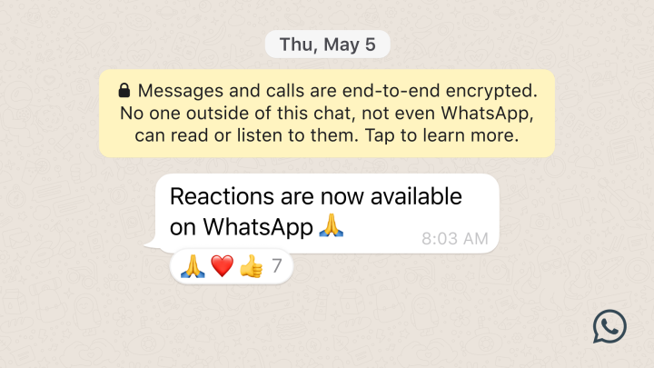 WhatsApp added emoji reactions.